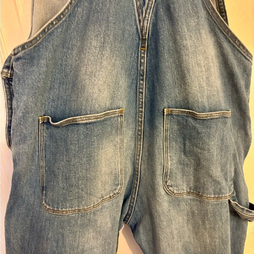 Frame Le Garçon Crop Boyfriend Distressed Denim Overalls - Picture 9 of 9